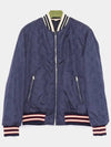 Reversible Nylon Canvas Bomber Jacket Dark Blue - GUCCI - BALAAN 4