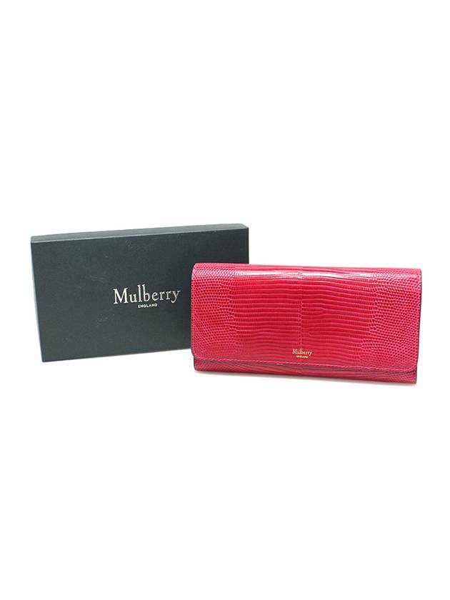 Women s Mulberry RL5399 Pink Lizard Embossed Leather Gold plated Continental Flap Long Wallet gt Gangbuk used luxury goods - MULBERRY - BALAAN 3