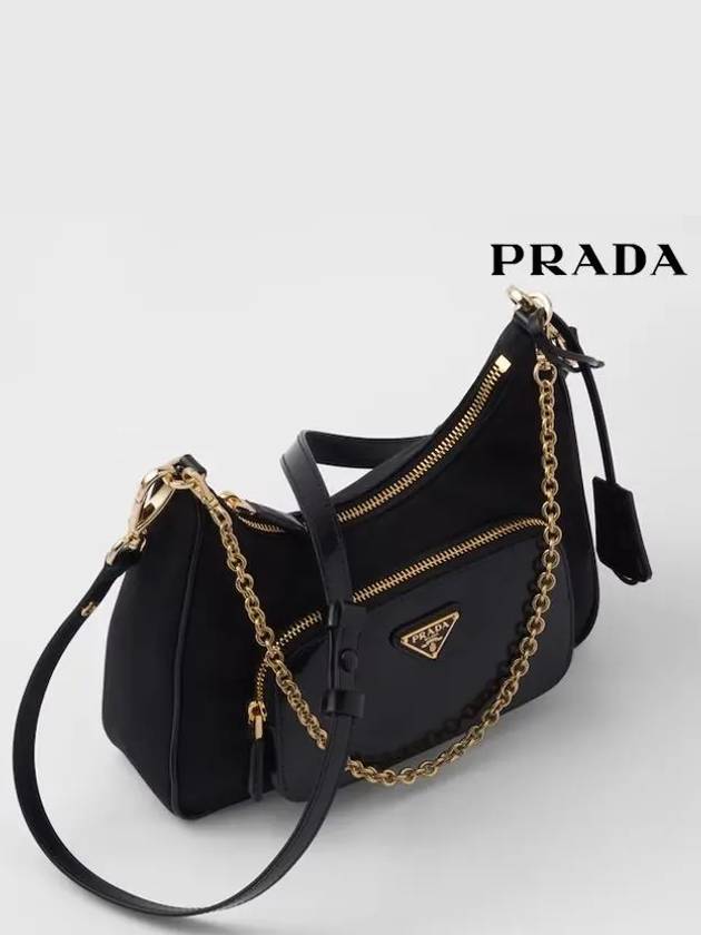 Re-Nylon Brushed Leather Mini Bag Black - PRADA - BALAAN 6