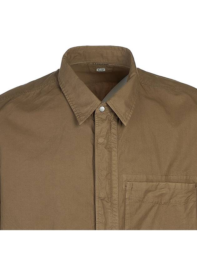 Gabardine Utility Long Sleeve Shirt Brown - CP COMPANY - BALAAN 5