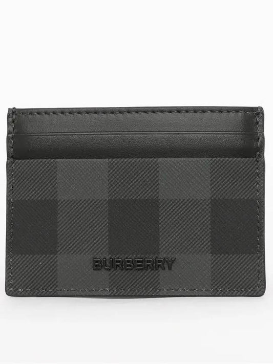 Check Leather Card Case Charcoal - BURBERRY - BALAAN 2