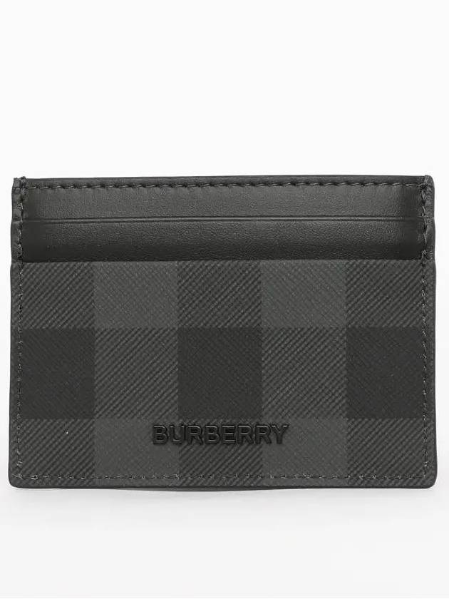 Check Leather Card Case Charcoal - BURBERRY - BALAAN 3