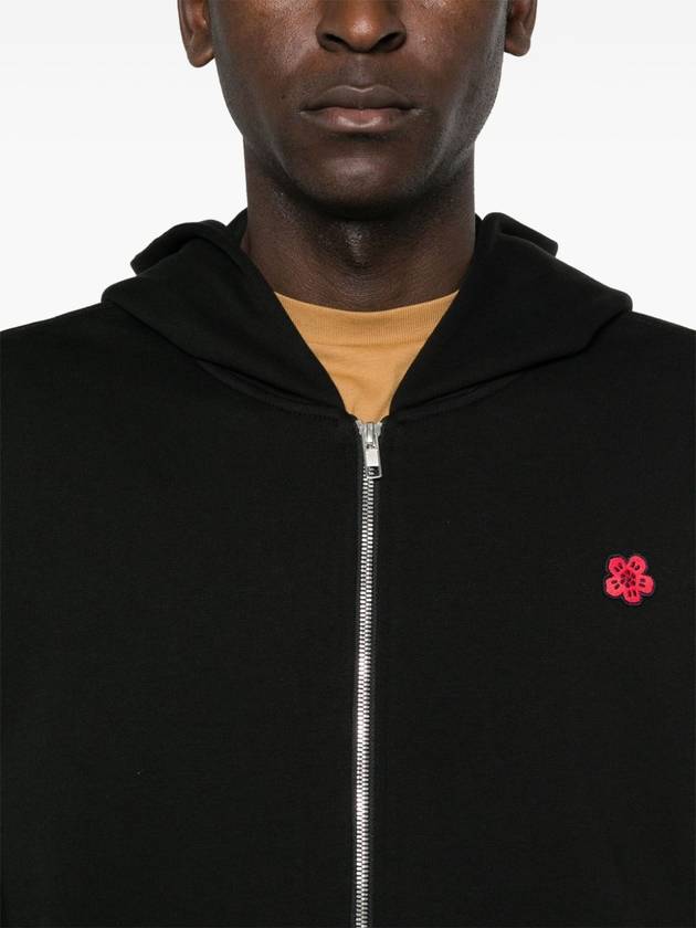 Boke Flower Embroidery Zip-Up Hoodie Black - KENZO - BALAAN 5