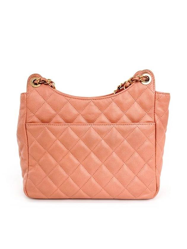 Women s Shiny Crumpled Hobo Bag Caviar Pocket Chain Cross Shoulder Pink - CHANEL - BALAAN 3