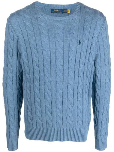 Embroidery Logo Cable Knit Top Blue - POLO RALPH LAUREN - BALAAN 1