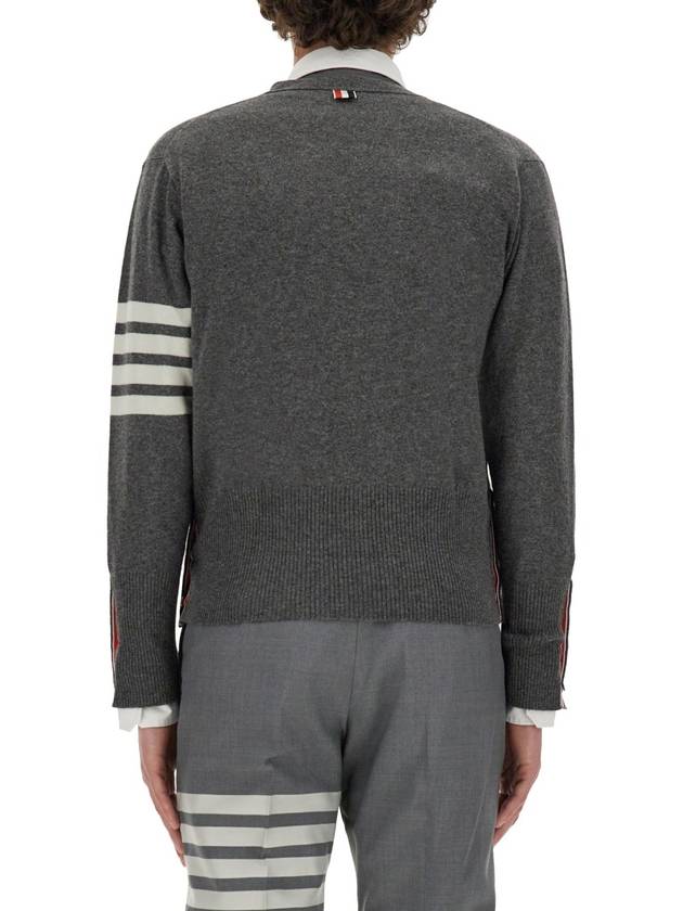 Men's Diagonal Classic Cashmere Cardigan Mid Grey - THOM BROWNE - BALAAN 8