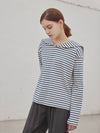 Eri Reefwomen's Marine Stripe Sailor Collar Long Sleeve T-Shirt Blue - ARIFF - BALAAN 2