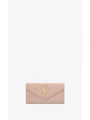 Matelasse Monogram Quilting Leather Flap Long Wallet Pink - SAINT LAURENT - BALAAN 2