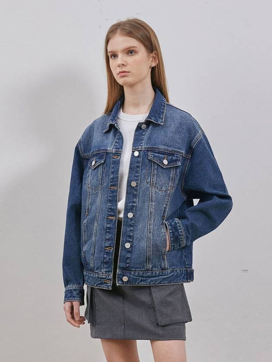 Denim overfit basic trucker jacket indigo - RYUL+WAI: - BALAAN 1