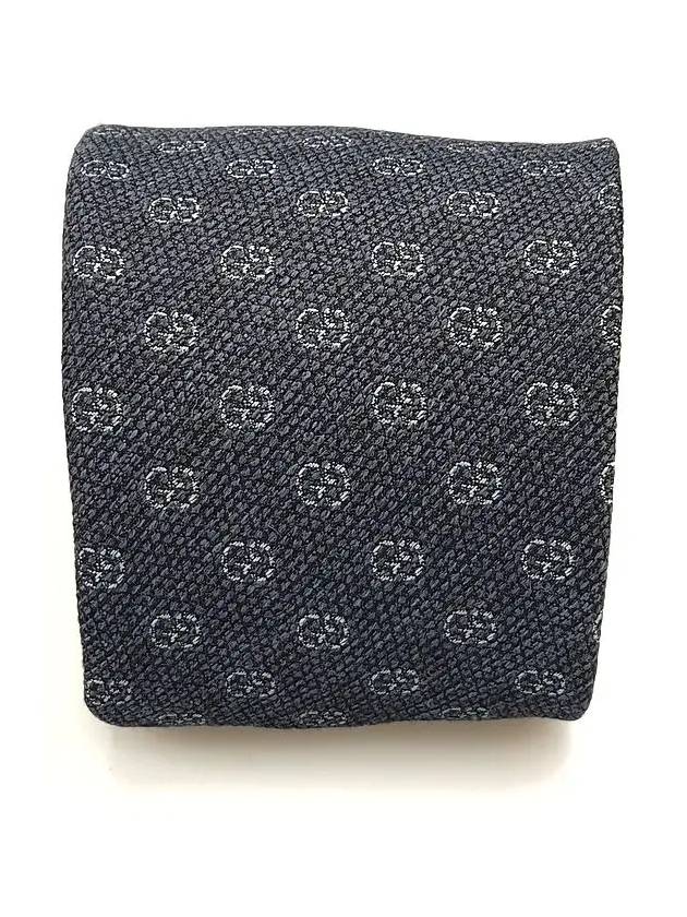 Men's GG Pattern Silk Tie Navy - GUCCI - BALAAN.