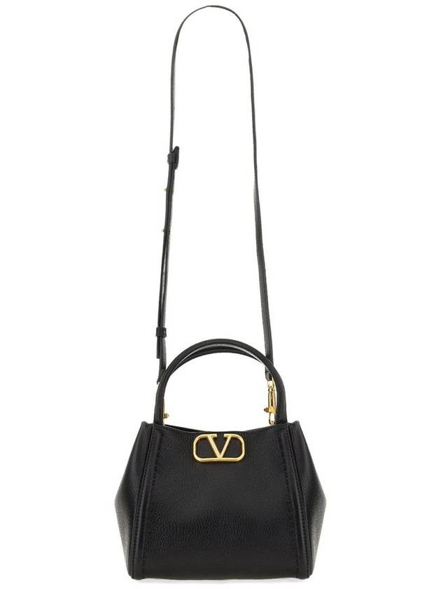 Logo Leather Tote Bag Black - VALENTINO - BALAAN 3