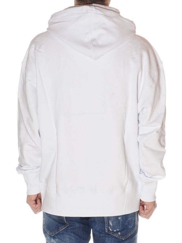 Brushed Logo Print Cotton Hoodie White - MSGM - BALAAN 3