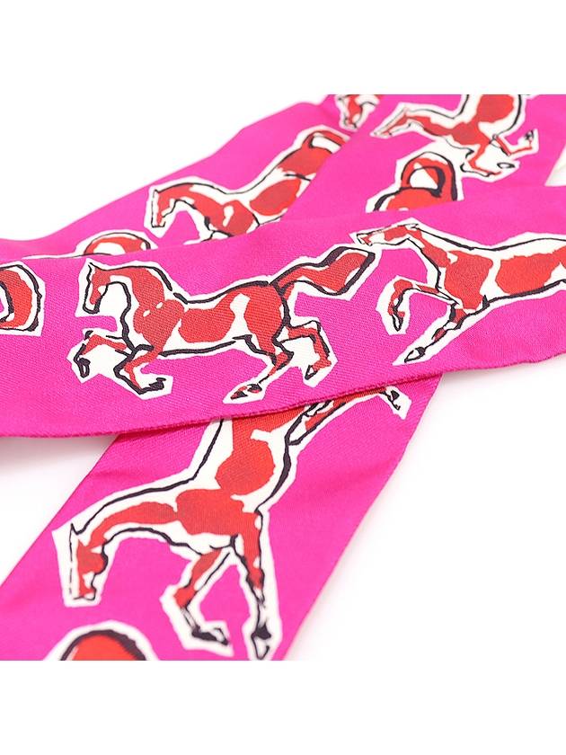 H063803S 16 100 Silk Chevaux en Liberte Slim Twilly Scarf - HERMES - BALAAN 7