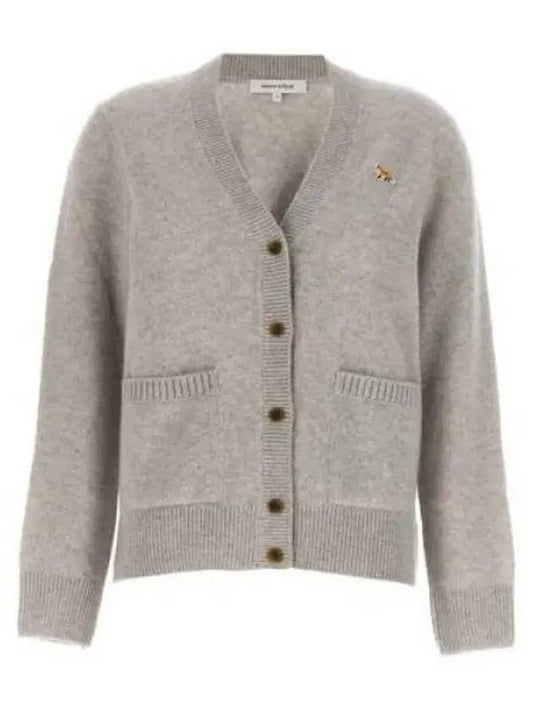 Baby Fox Patch Boxy Cardigan Light Grey Melange - MAISON KITSUNE - BALAAN 2