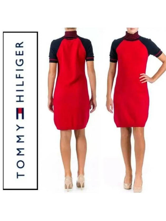 Red Angora Cotton Blend Sweater Dress - TOMMY HILFIGER - BALAAN 1
