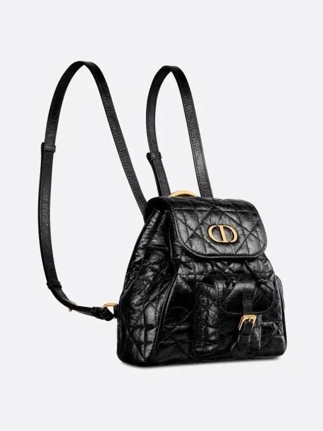 Caro Macrocannage Small Crinkle Calfskin Backpack Black - DIOR - BALAAN 3