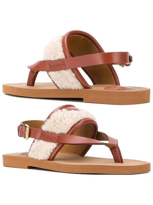 Woody Shearling Flat Sandals Brown - CHLOE - BALAAN 2