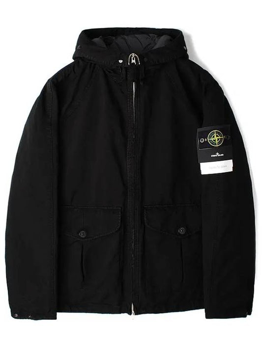 Logo David TC Down Hooded Jacket Black - STONE ISLAND - BALAAN 2