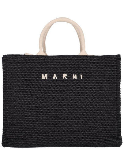 Raffia East West Tote Bag Black - MARNI - BALAAN 2