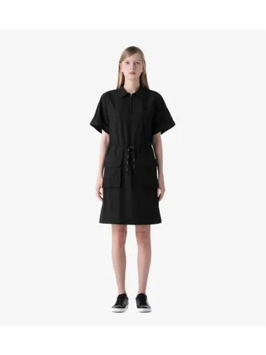 Women s Woven Collar Dress Black - LACOSTE - BALAAN 1