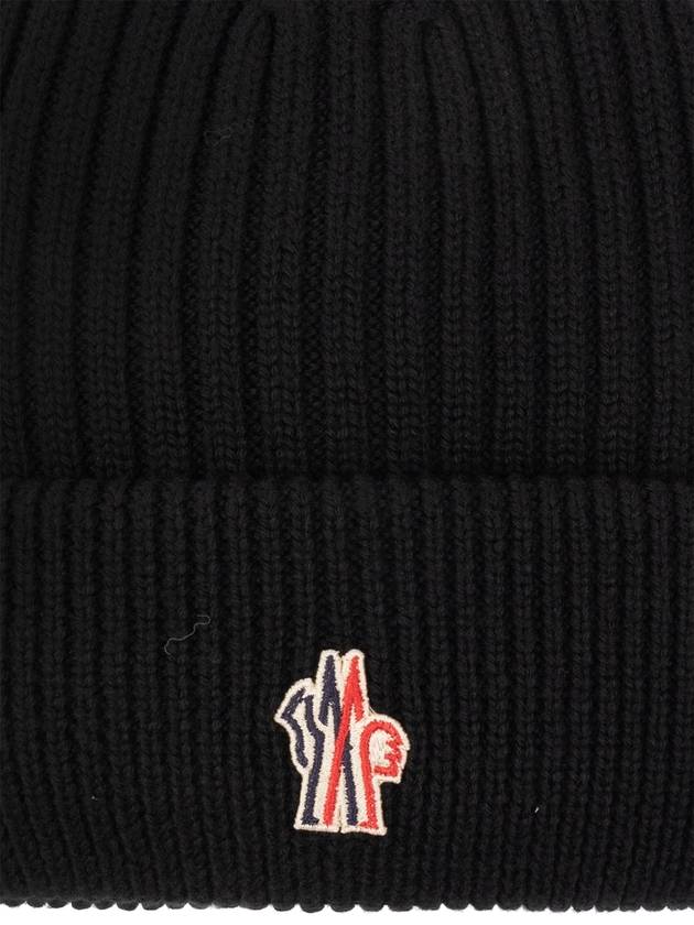 Grenoble Embroidered Logo Padded Wool Beanie Black - MONCLER - BALAAN 5