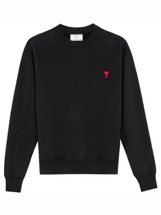 Men's Small Heart Logo Sweatshirt Black - AMI - BALAAN 2