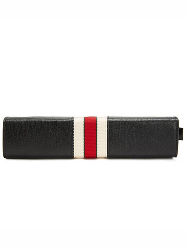 Striped Leather Clutch Bag Black - GUCCI - BALAAN.