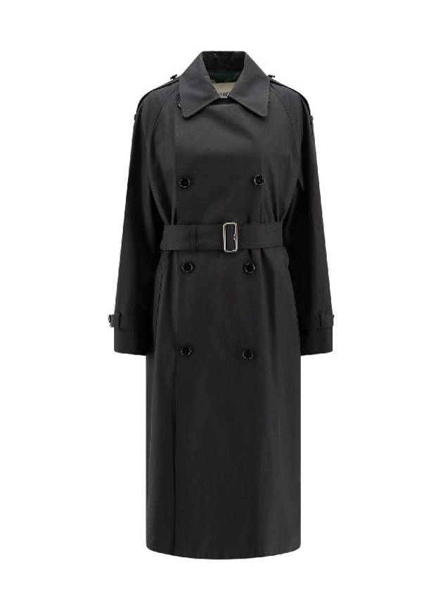 Long Gabardine Trench Coat Black - BURBERRY - BALAAN 2