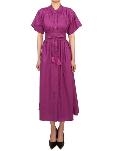 Women's Ciao Short Sleeve Long Dress Purple - VANESSA BRUNO - BALAAN 1