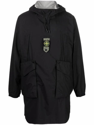 Men's Ripstop Gore-Tex Zip-Up Hoodie Black - STONE ISLAND - BALAAN 1