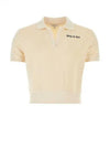 Italic Embroidered Logo Cotton Polo Shirt Beige - SPORTY & RICH - BALAAN 2