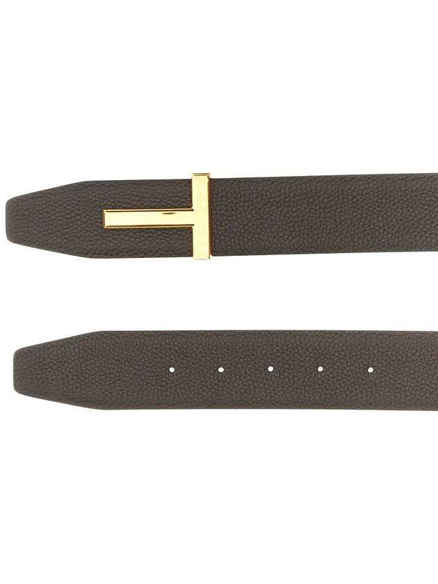 Gold Soft Grain Leather T Icon Belt Brown Black - TOM FORD - BALAAN 11