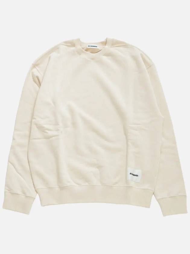 Logo Patch Crew Neck Oversized Sweatshirt Beige - JIL SANDER - BALAAN 3