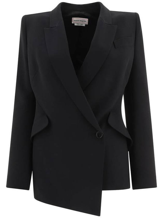 Women's Crepe Blazer Jacket Black - ALEXANDER MCQUEEN - BALAAN 1