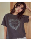 Heart Bear Pigment Crop Short Sleeve T Shirt Smoke Black - CPGN STUDIO - BALAAN 3