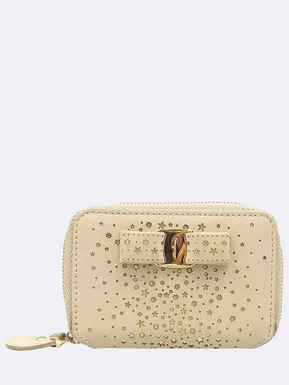 Ferragamo 22 C522 Beige Color Leather TWINKLE Zippy Gold Gancini Decorated Bicycle Wallet - SALVATORE FERRAGAMO - BALAAN 2