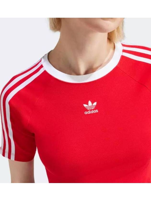 3 Stripe Cropped Baby Short Sleeve T Shirt Red - ADIDAS - BALAAN 3