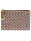 Fendi 8N0184 Beige leather micro FF logo gold plated zipper medium pouch - FENDI - BALAAN 1