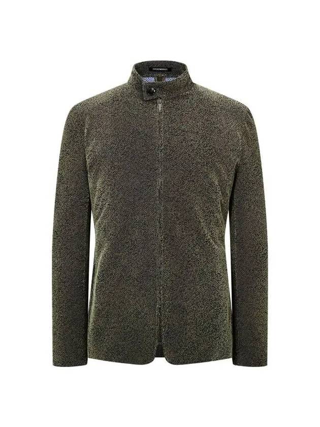 Men s Velor Textured High Neck Jacket Green - EMPORIO ARMANI - BALAAN 1