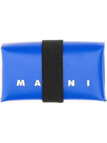 Logo Banded Coin Card Wallet Blue - MARNI - BALAAN 1