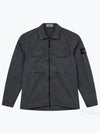 Brushed Organic Cotton Overshirt Jacket Dark Grey - STONE ISLAND - BALAAN 2