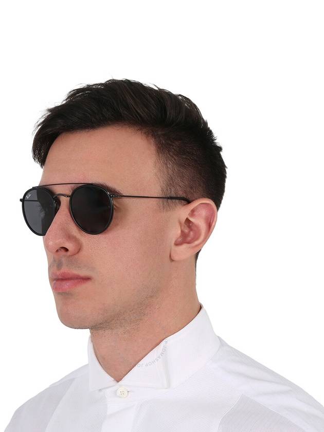 Eyewear Round Double Bridge Sunglasses Black - RAY-BAN - BALAAN 3