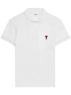 Heart Logo Polo Shirt White - AMI - BALAAN 3