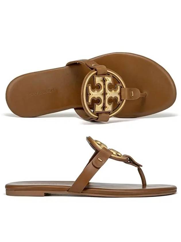 Women's Metal Miller Soft Flip Flops Brown - TORY BURCH - BALAAN 3