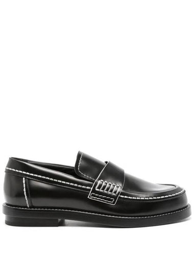 Stitch Detail Leather Loafers Black - ALEXANDER MCQUEEN - BALAAN 1