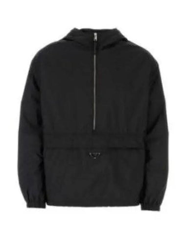 Triangle Logo Half Zip Re-Nylon Track Jacket Black - PRADA - BALAAN 1