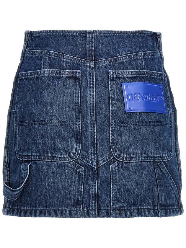 dark blue cotton blend skirt OWYF019S23DEN0014500 B0560957057 - OFF WHITE - BALAAN 3