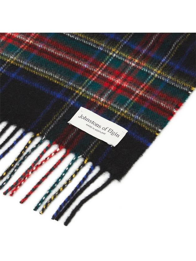 Iconic Tartan KU0324 BLACK STEWART Cashmere Muffler Scarf - JOHNSTONS OF ELGIN - BALAAN 5