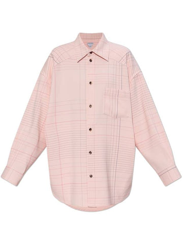 Bottega Veneta Shirt With Check Pattern, Women's, Pink - BOTTEGA VENETA - BALAAN 1