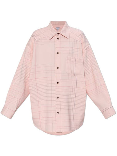 Bottega Veneta Shirt With Check Pattern, Women's, Pink - BOTTEGA VENETA - BALAAN 1